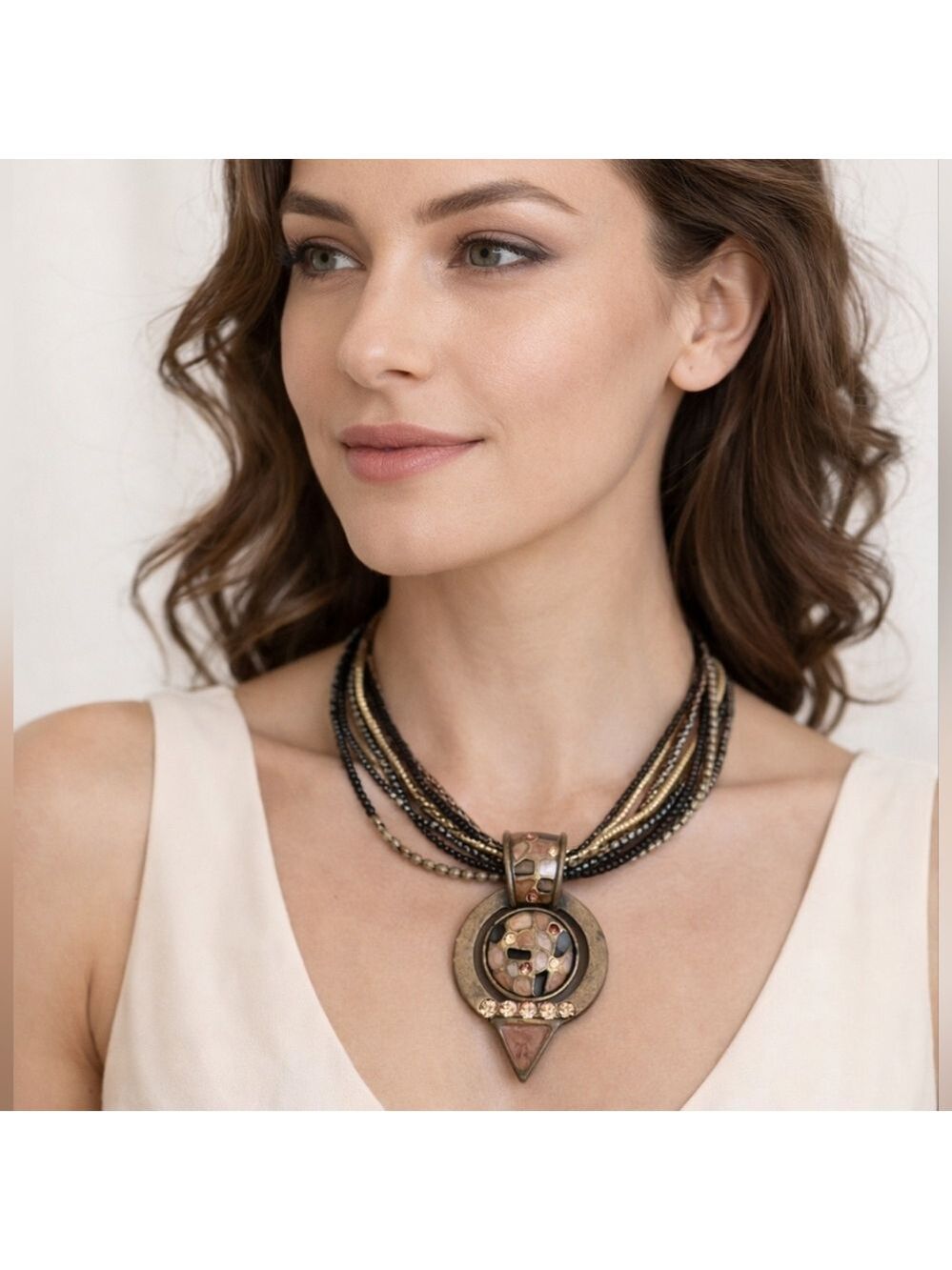 Chico’s Multi-Strand Beaded Statement Necklace